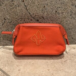 New Ettinger London vibrant embroidered logo leather canvas clutch makeup pouch